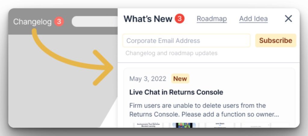Changelog-Widget Beispiel