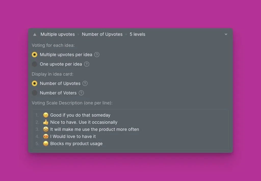 投票ボードの表示オプション