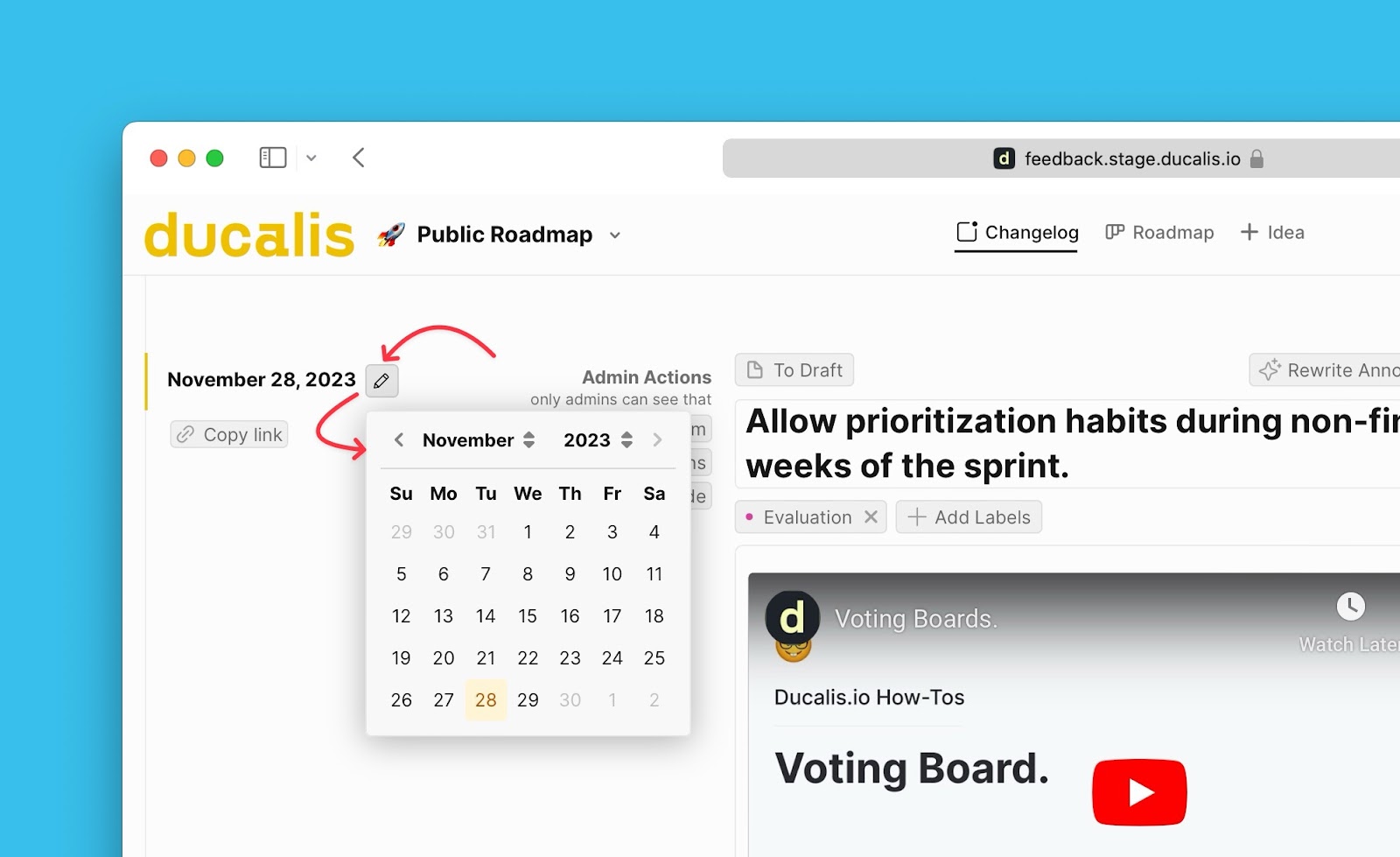 Bearbeitungsoberfläche für Release-Datum