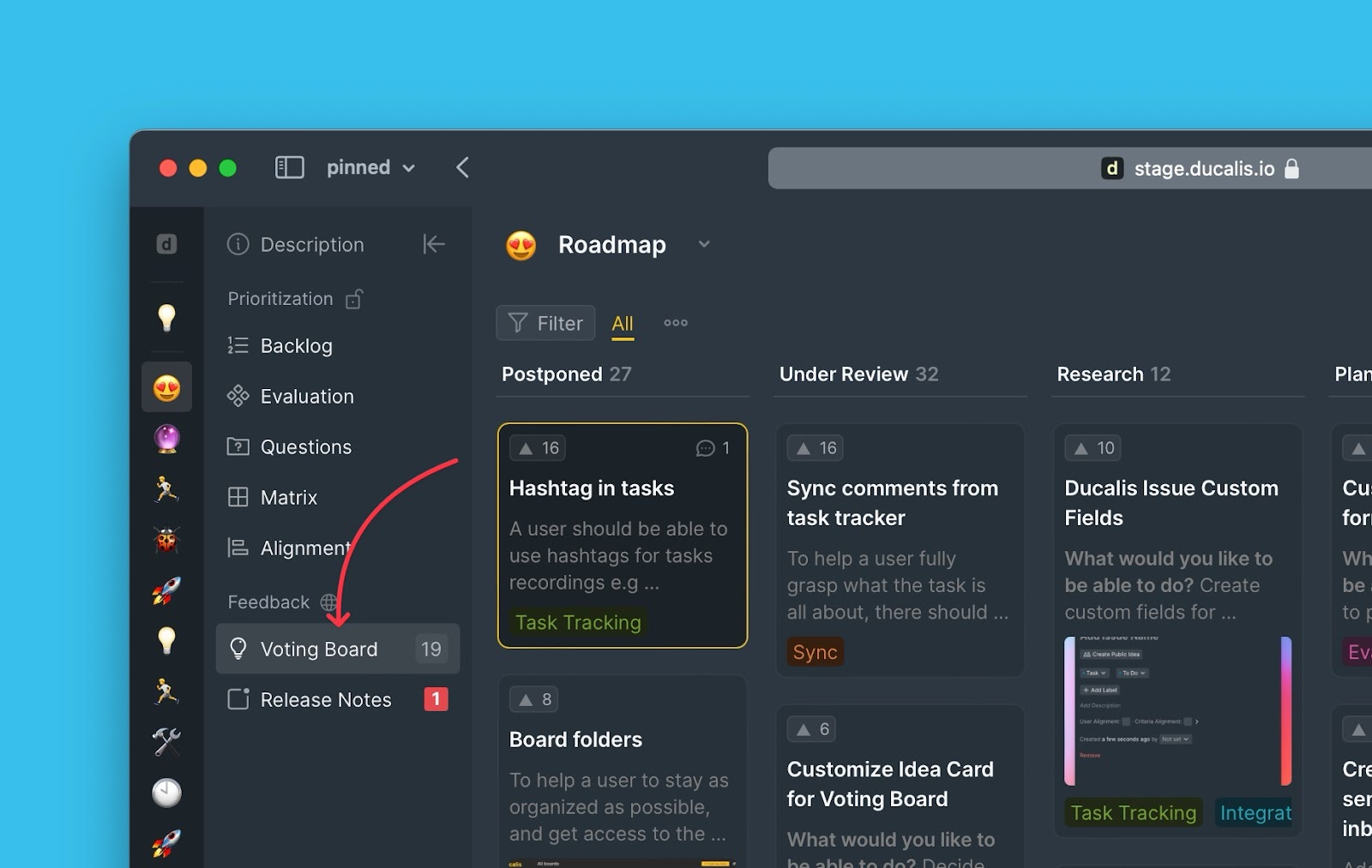 Zugriff auf Voting Board Admin-Ansicht