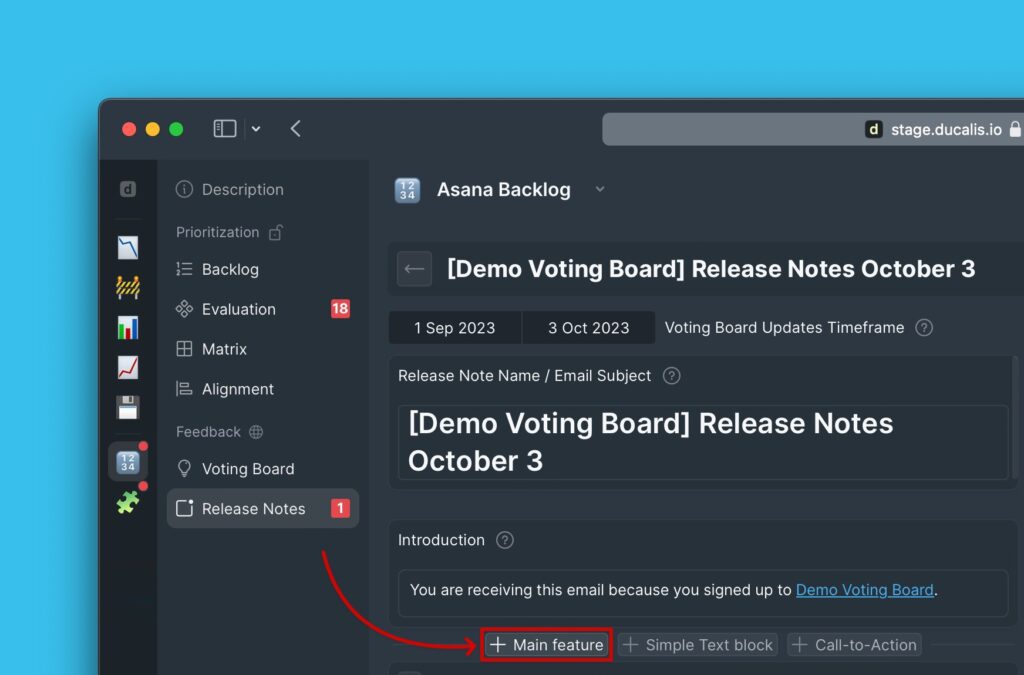 Main Feature Block-Option