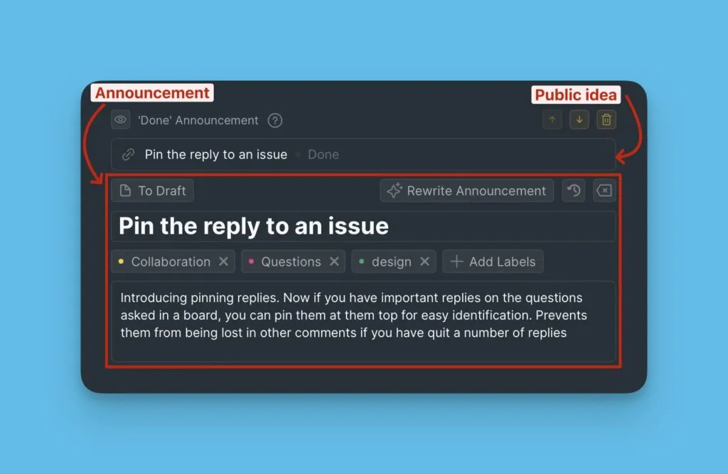 アナウンスと公開アイデア