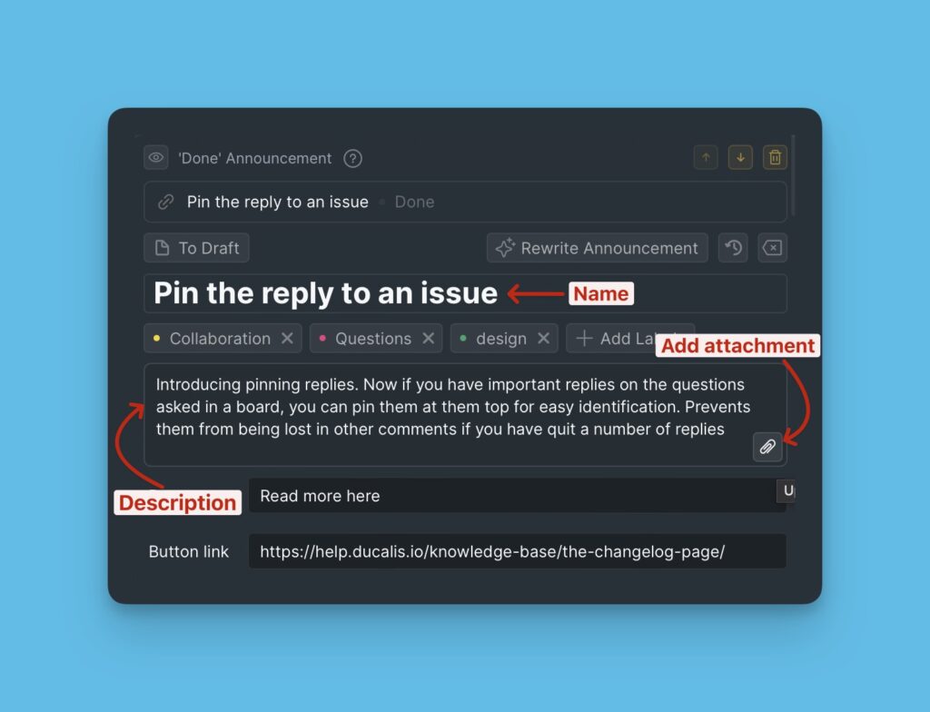Name- und Beschreibungsfelder