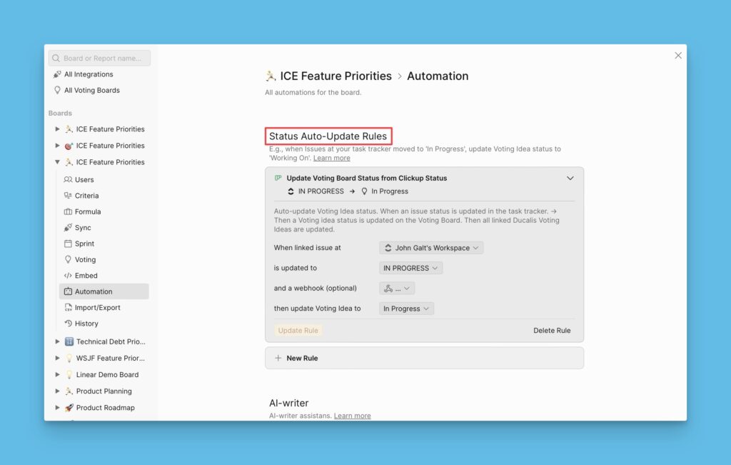 Status-Auto-Update-Regelkonfiguration