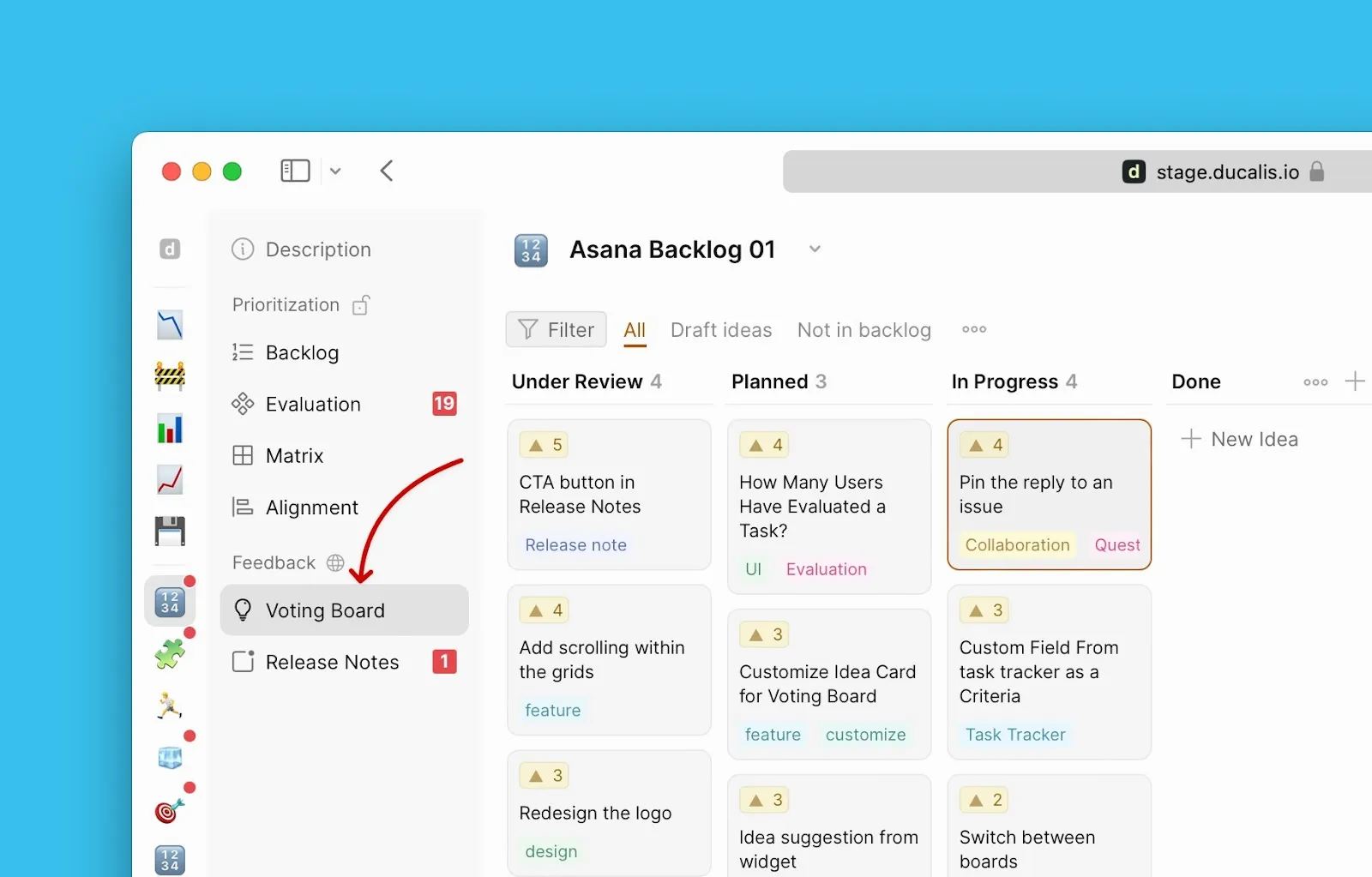 サイドバーの投票ボードナビゲーション