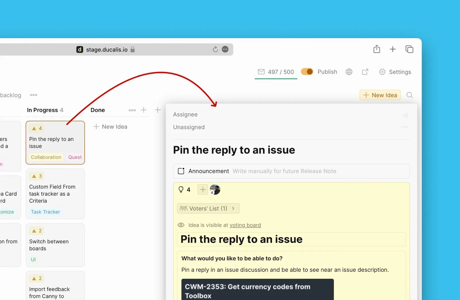 アイデアカードを開く