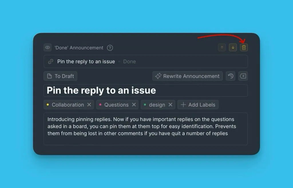 ブロックにカーソルを合わせると表示される削除アイコン