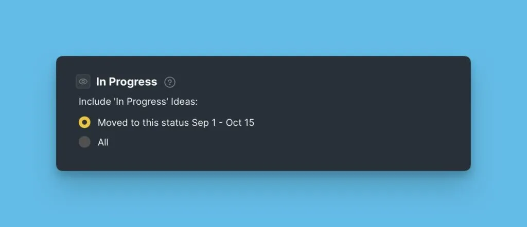 ステータスブロックに表示するアイデアの選択オプション