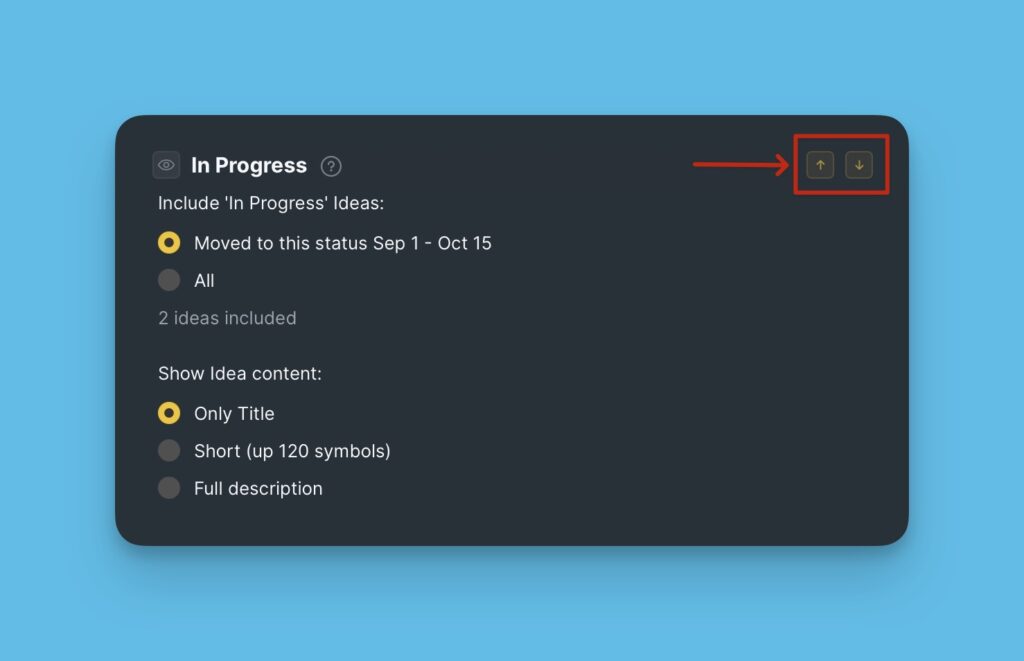 Aufwärts- und Abwärtspfeile zum Neuanordnen von Blöcken