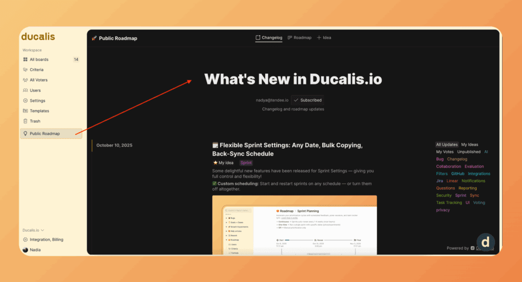 Vollständiges Changelog-Einbindungsbeispiel