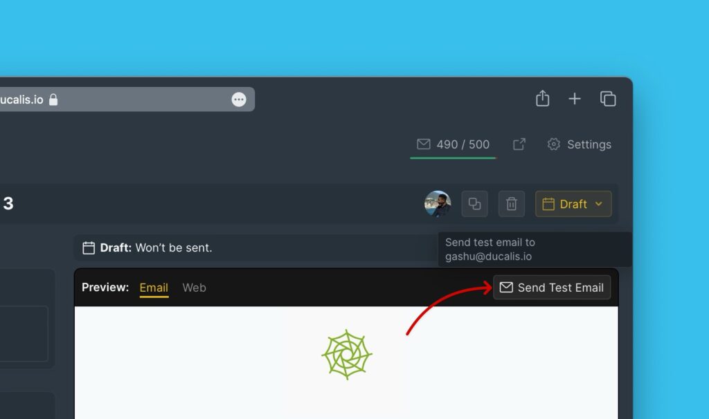 Schaltfläche Test-E-Mail senden