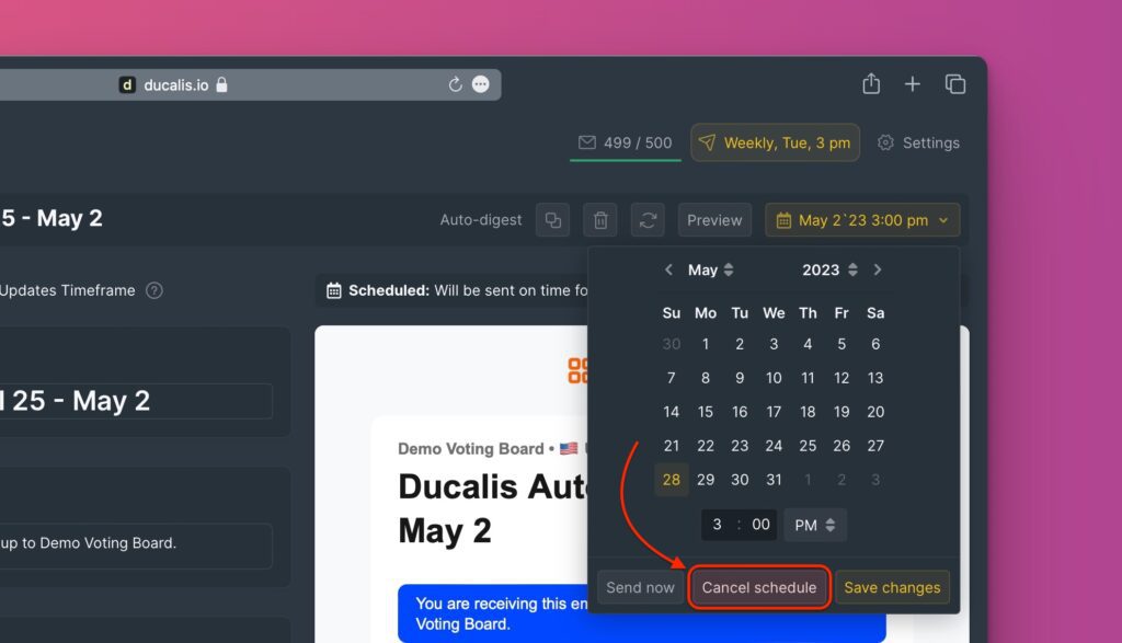Schaltfläche Planung stornieren