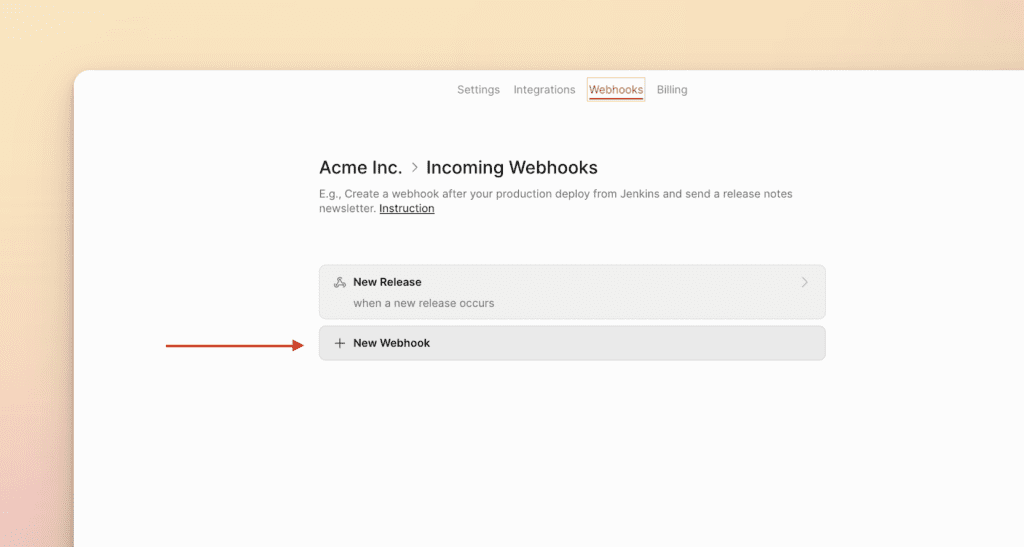 新しい Webhook ボタン