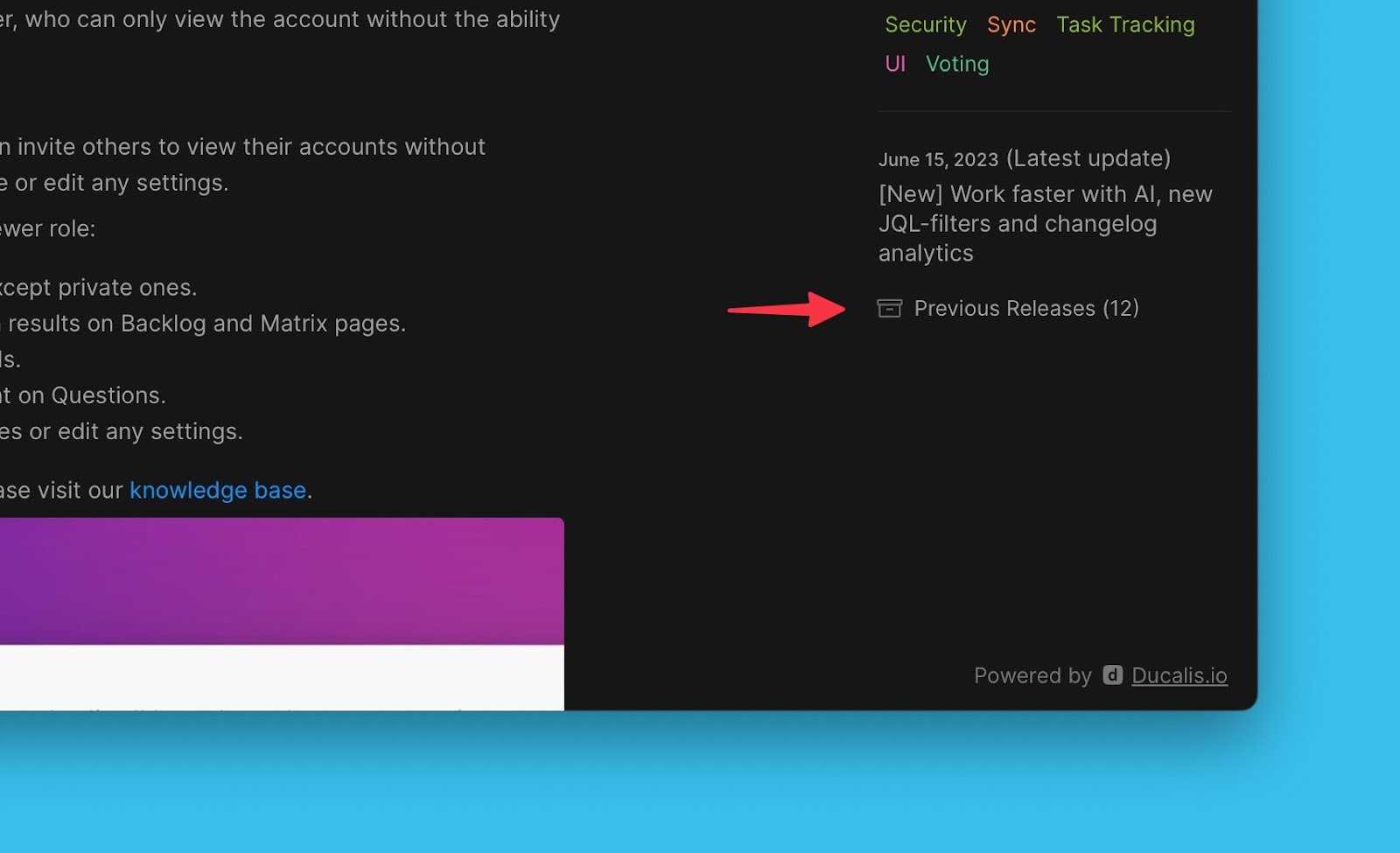 Previous Releases Button