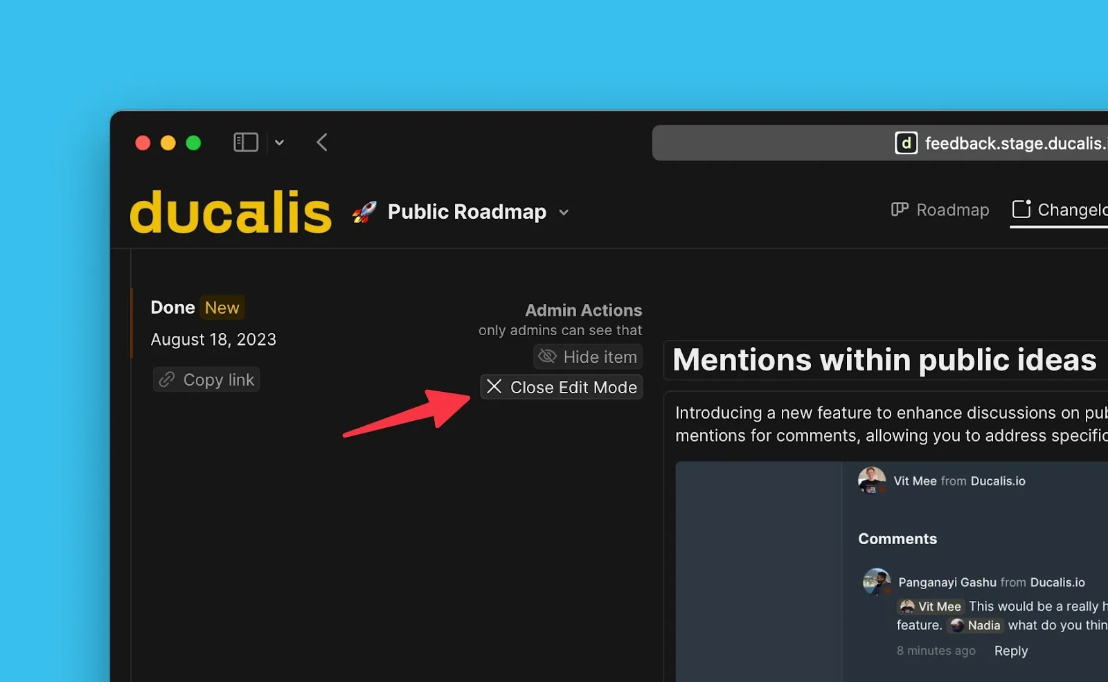 編集モードを閉じる