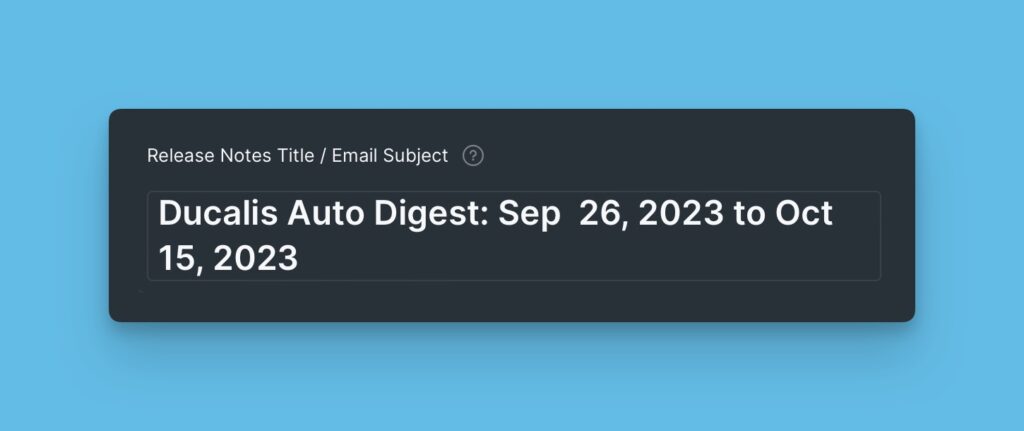 Titelfeld der Release Note