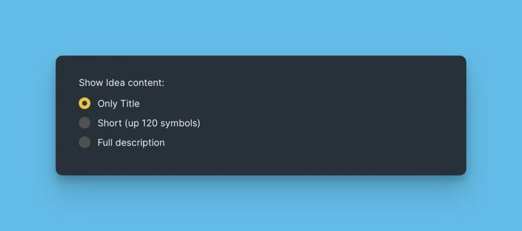 アイデアコンテンツの表示オプション