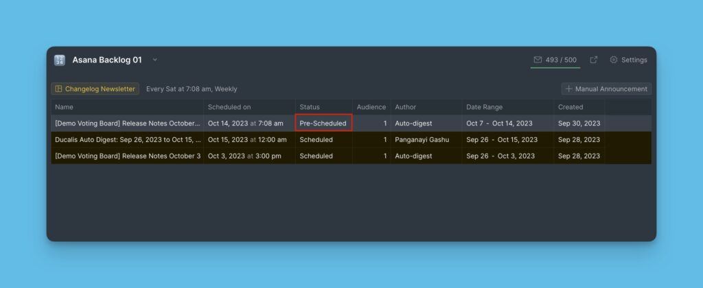 Statusanzeige Vorgeplant