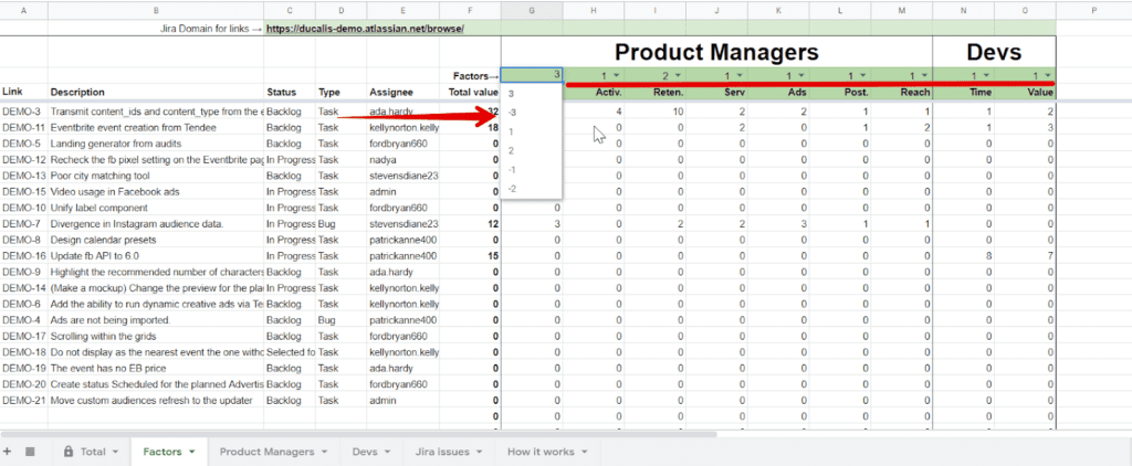 基準の重みを -3 から 3 に設定