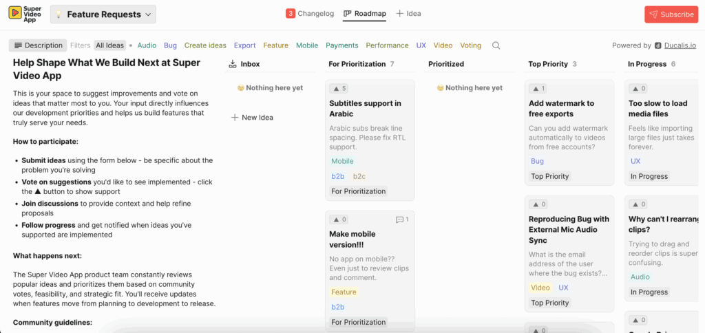 Public Voting Board view