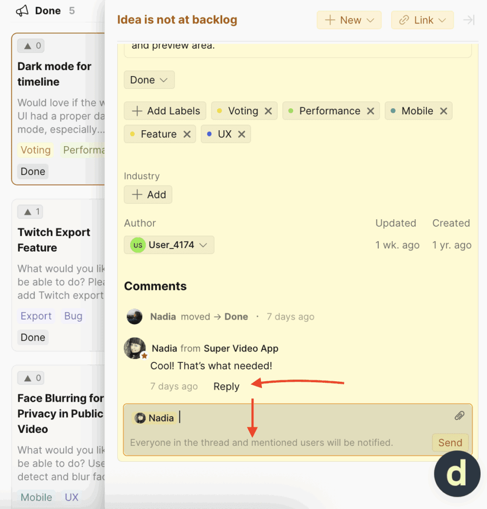 コメントへの返信
