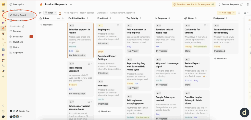 Accessing roadmap from inside product account