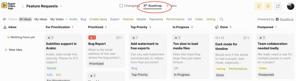 Public roadmap navigation