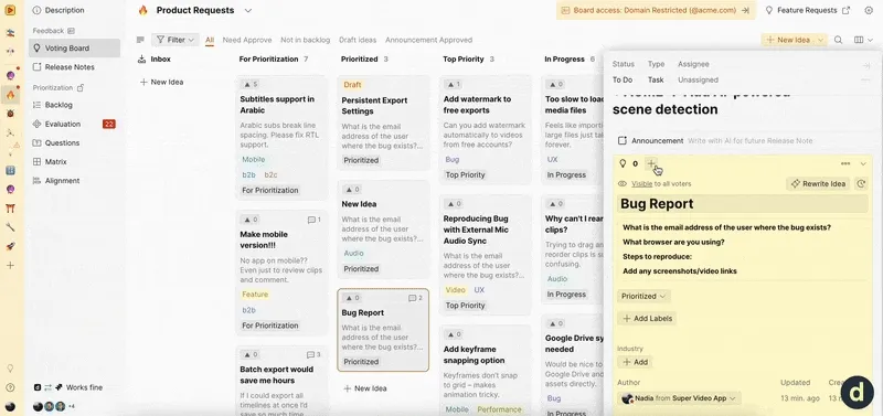 アイデアへの投票