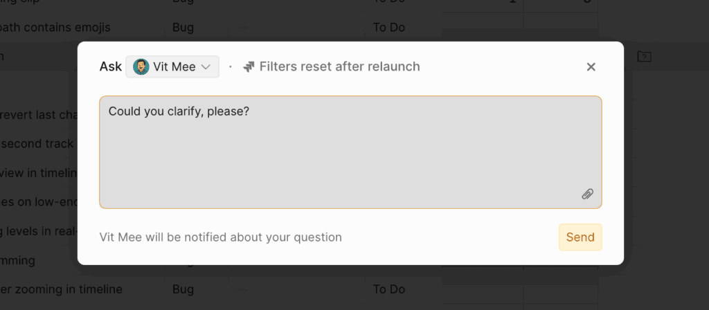 Question dialog with text input