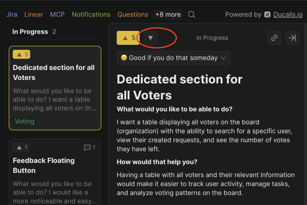 Downvote button to remove vote