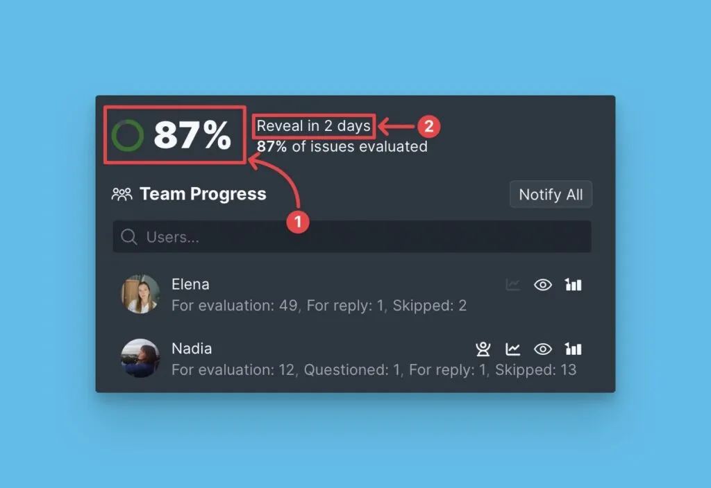 Sprint milestones showing Reveal and Final dates