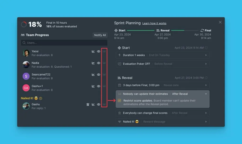 Settings preventing score edits after Reveal