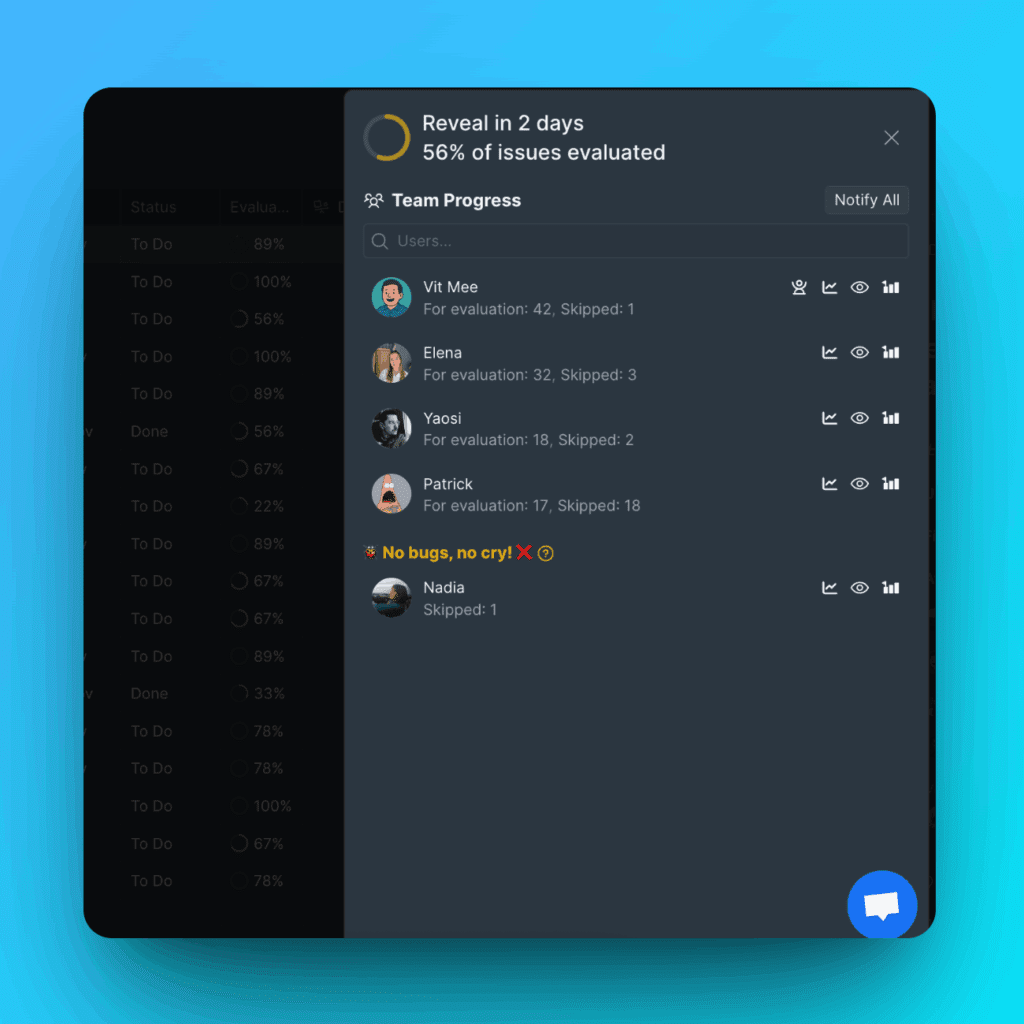 Evaluation Progress report overview