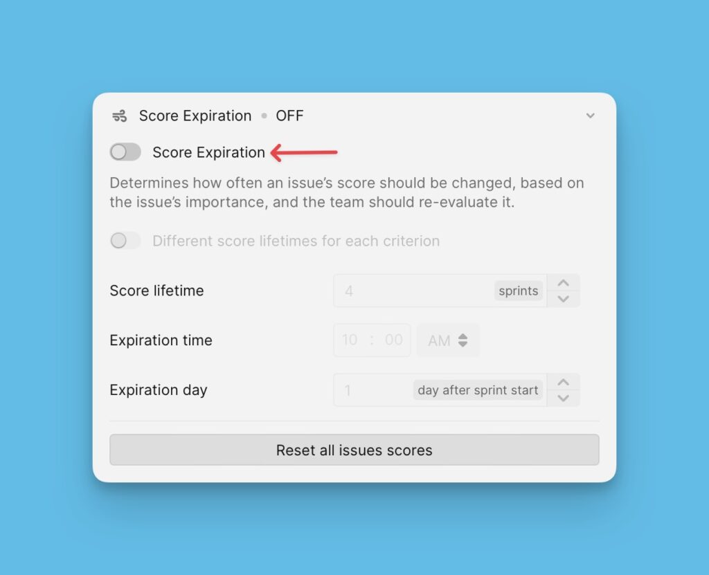 Score-Ablauf-Toggle standardmäßig deaktiviert
