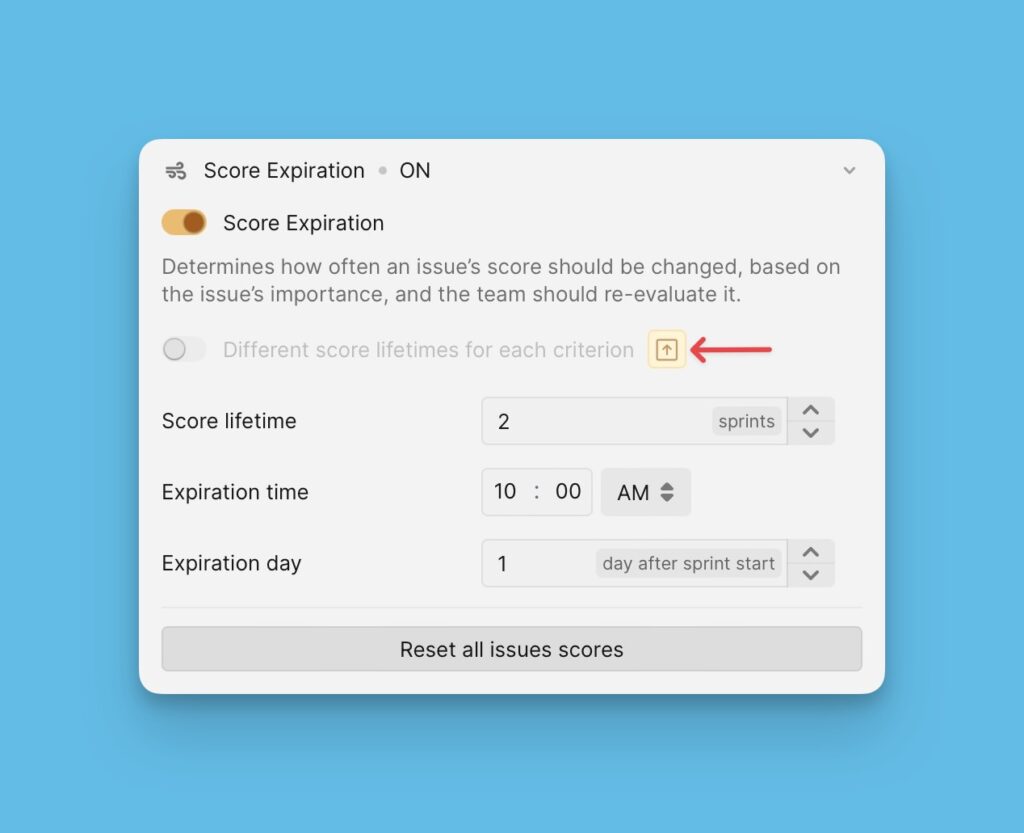 Score-Lebensdauer pro Kriterium Feature