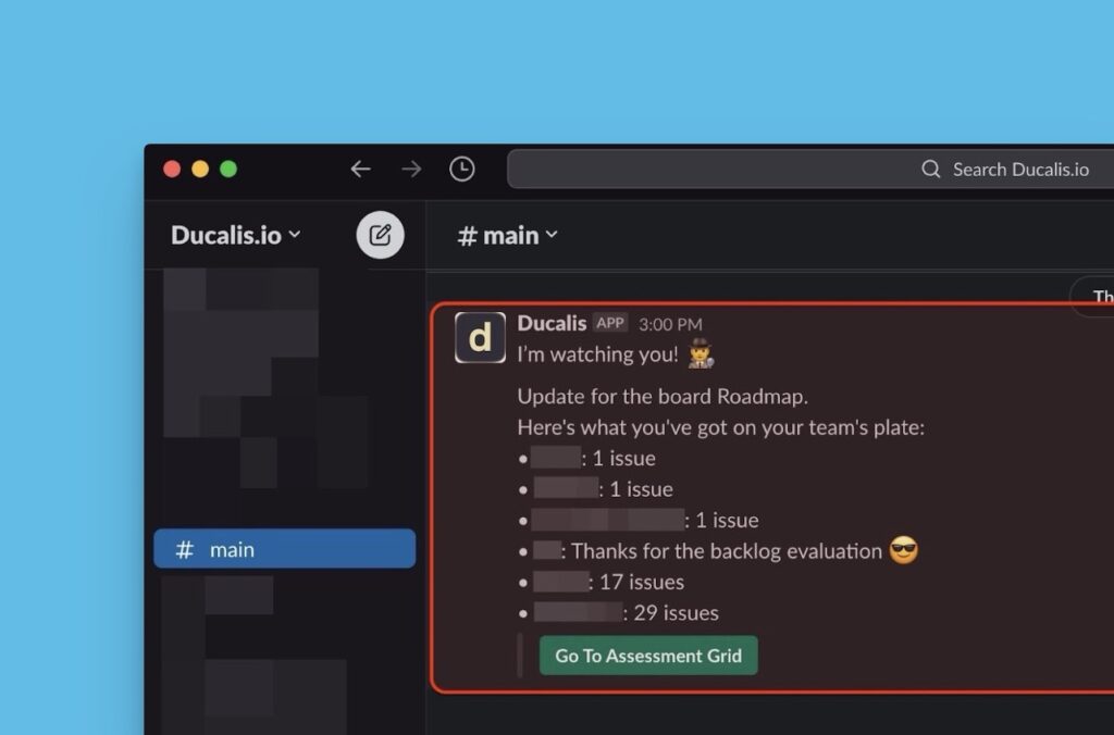 Beispiel für Bewertungserinnerung in Slack