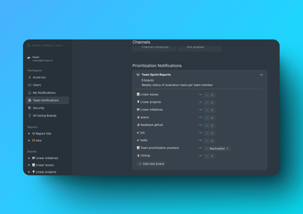 Channel selection interface