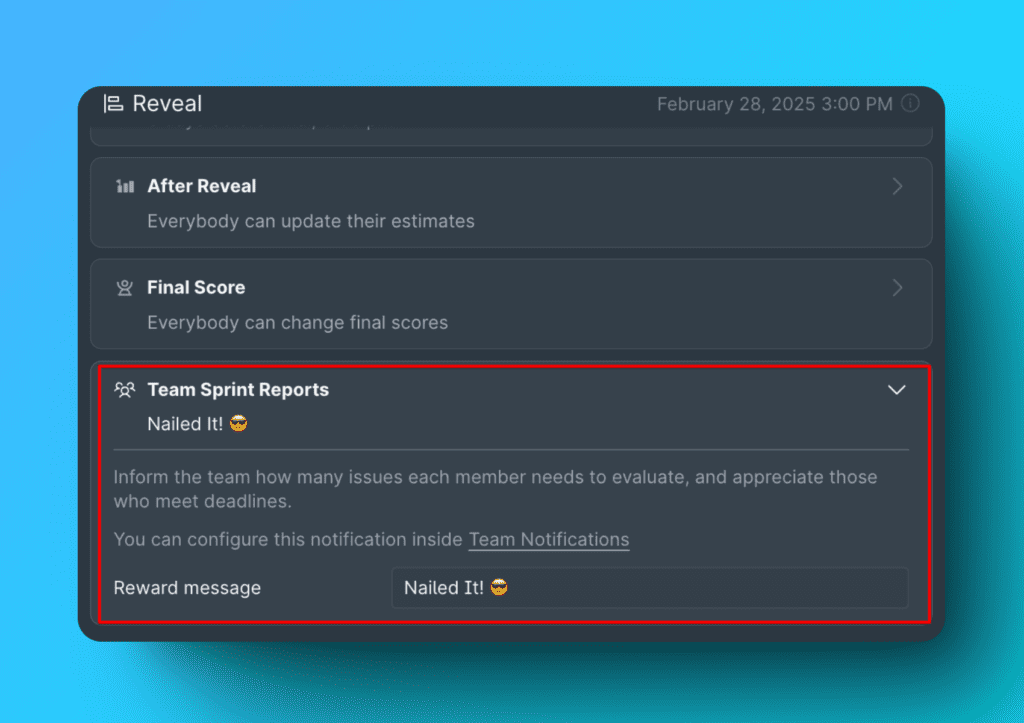 Team Sprint Reports section