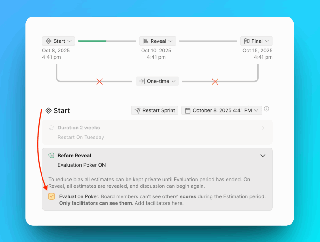 Scrum Poker mode toggle for one-time sprint
