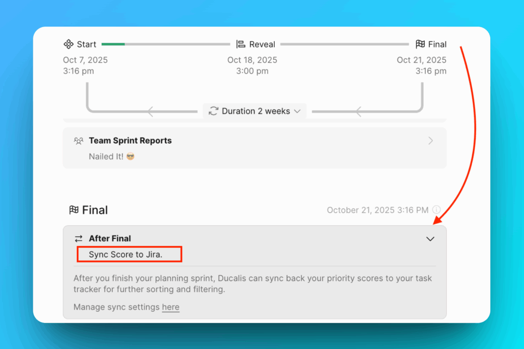 Sync scores to task tracker toggle