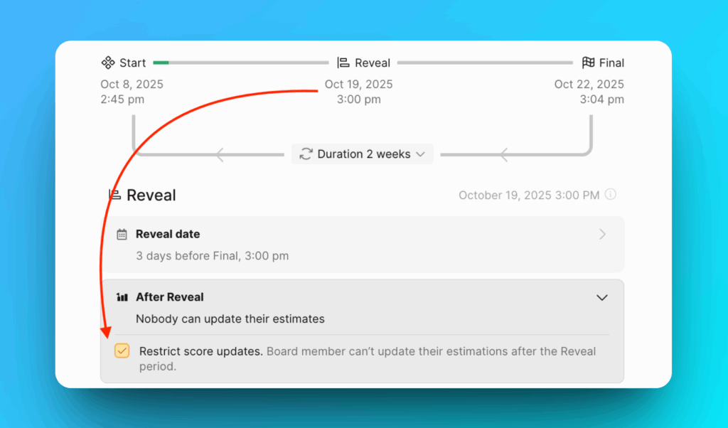 After Reveal score editing restriction for one-time sprint