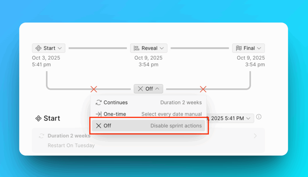 Off-Modus ausgewählt