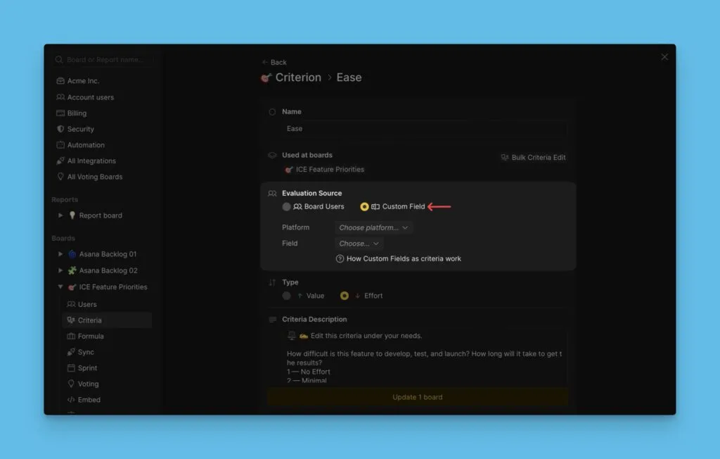 カスタムフィールドの設定画面