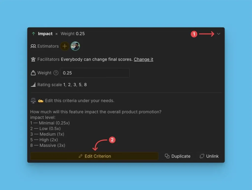 既存の基準を編集
