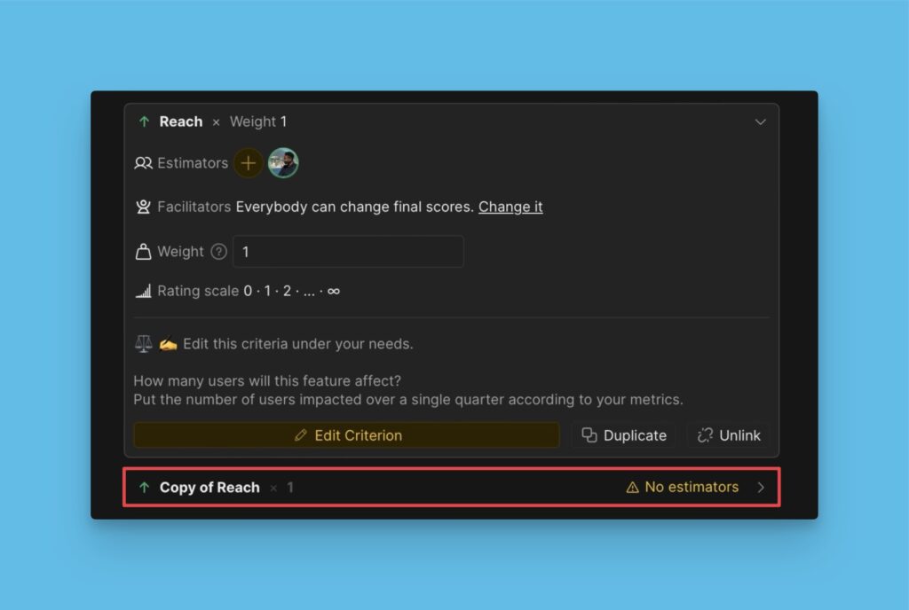 Duplicated criterion