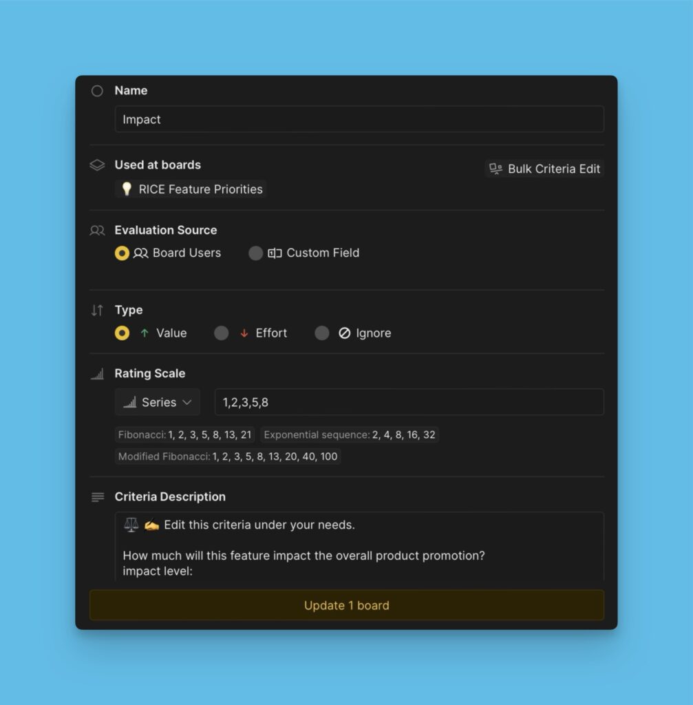 Save criterion changes
