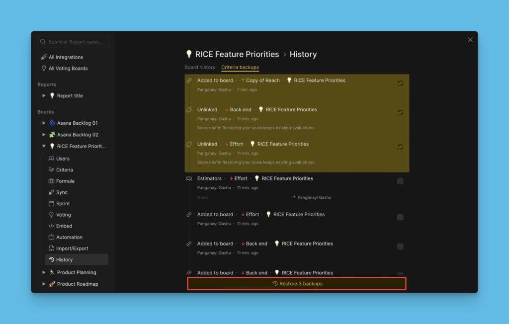 Restore configuration backups