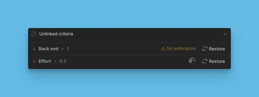 リンク解除された基準セクション