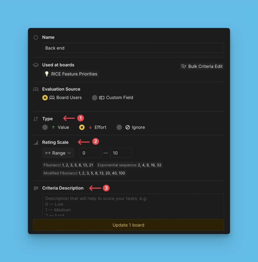 Advanced criterion properties