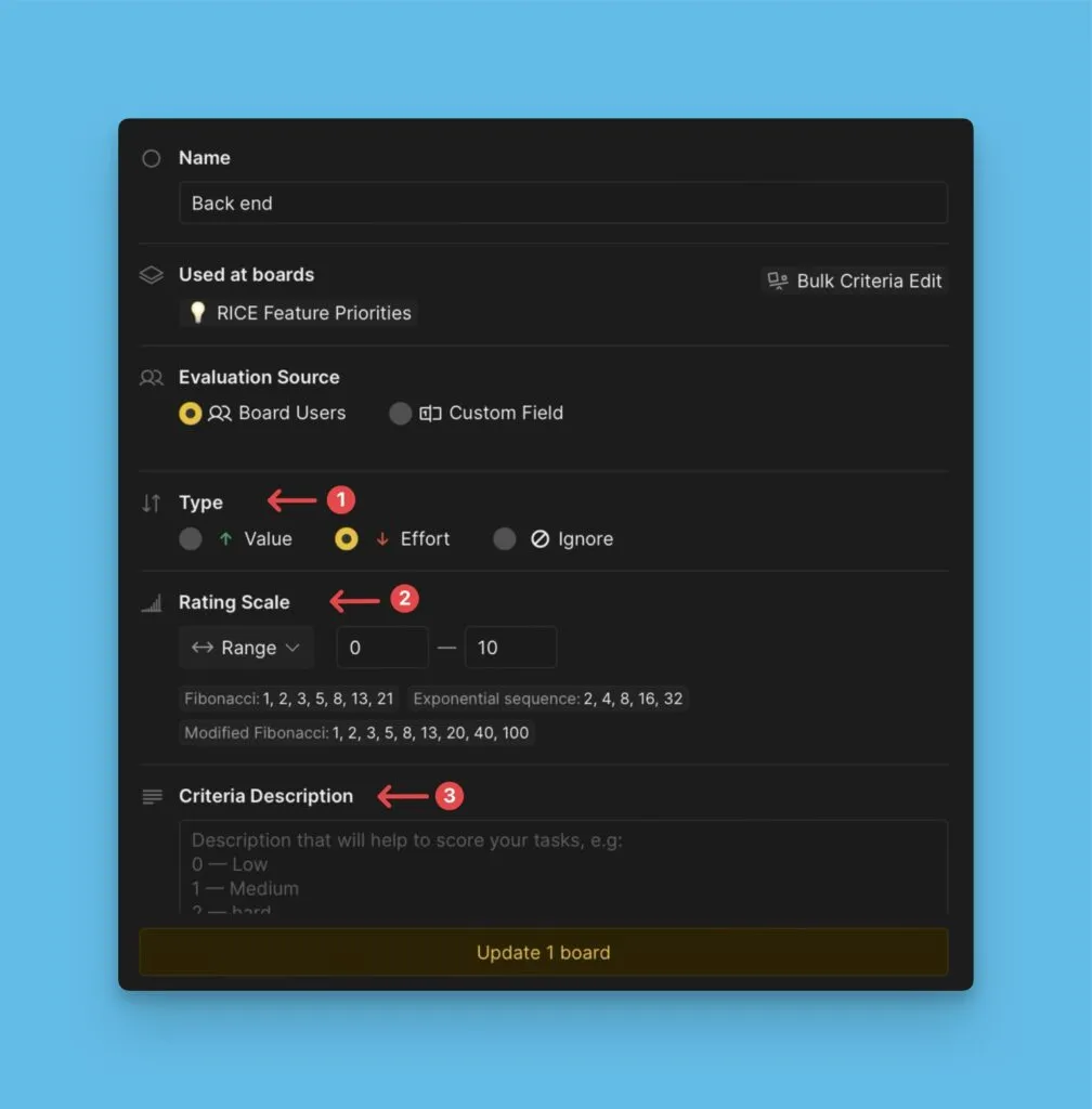 基準の詳細プロパティ